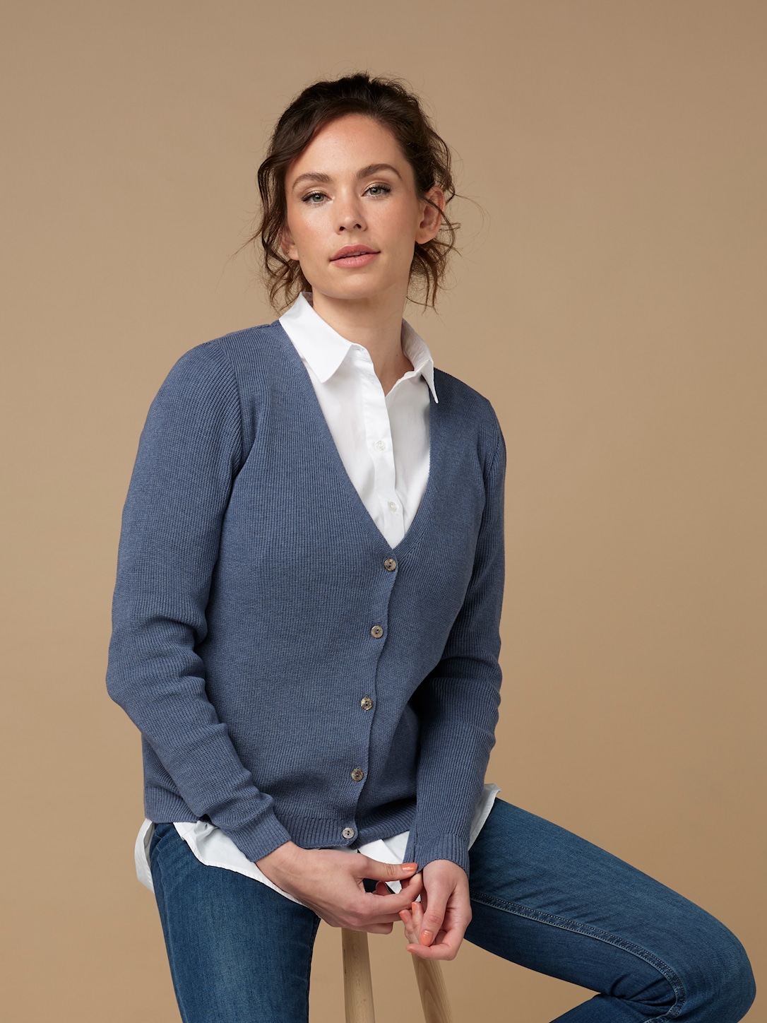 Skovhuus Kvinde Strik Cardigan Indigo XXL