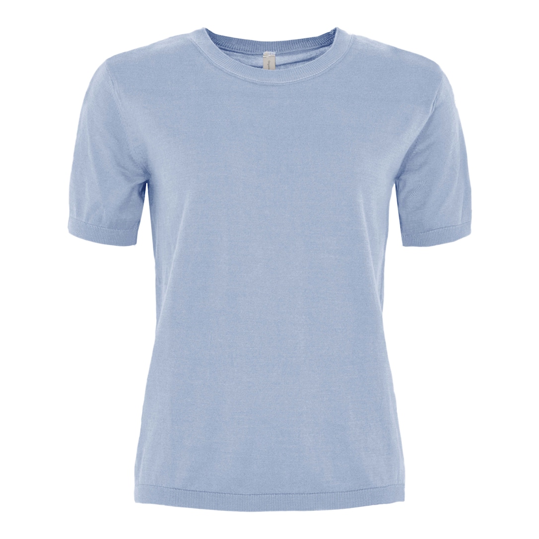 Skovhuus Kvinne Strikket T-shirt Light Blue M