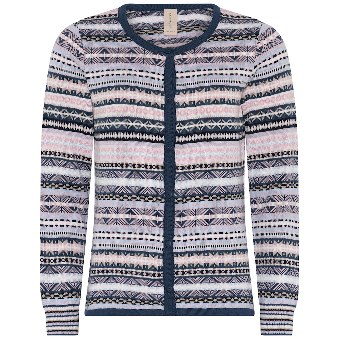 Skovhuus Kvinne Strikket Cardigan Jeans Blue XXL