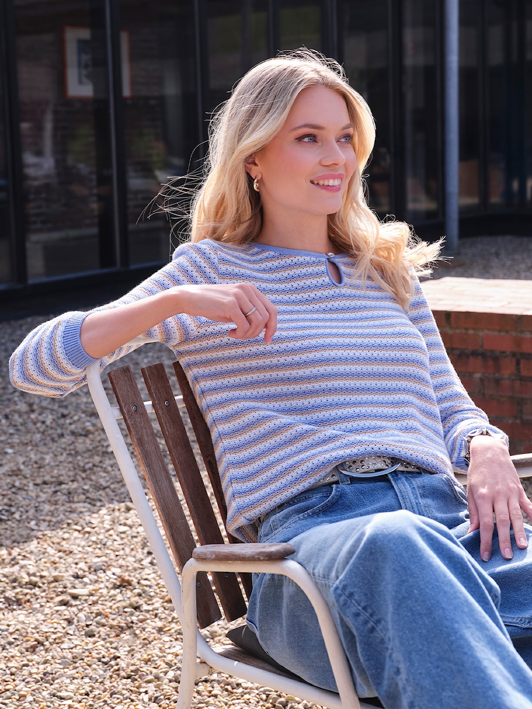 Skovhuus Kvinde Jytte Strikbluse Lake Blue Melange M