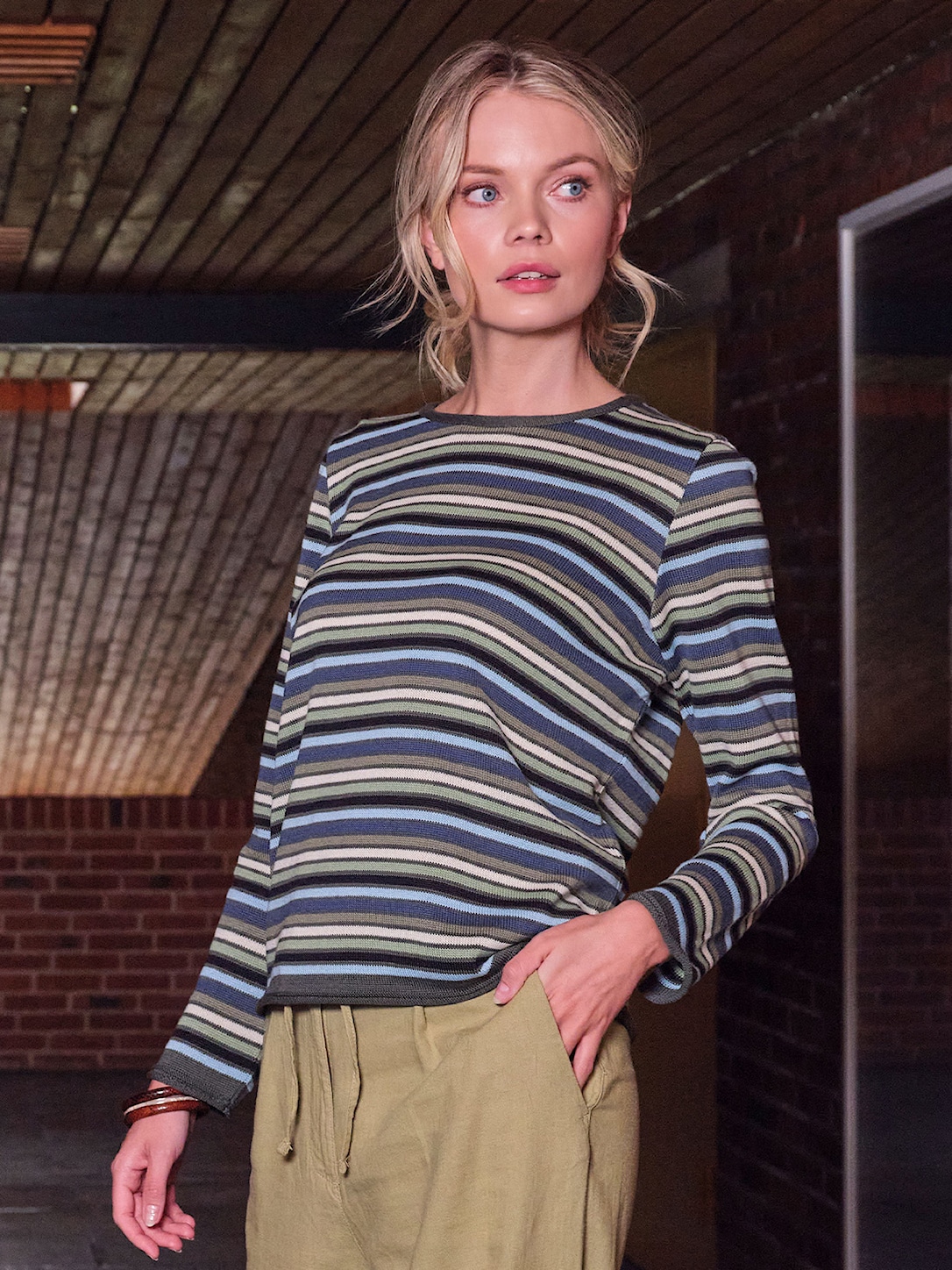 Skovhuus Kvinde Kia Strikbluse Agave Green S