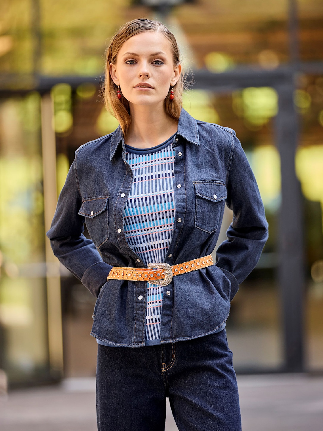 Skovhuus Kvinde Nanna Strikbluse Jeans Blue S