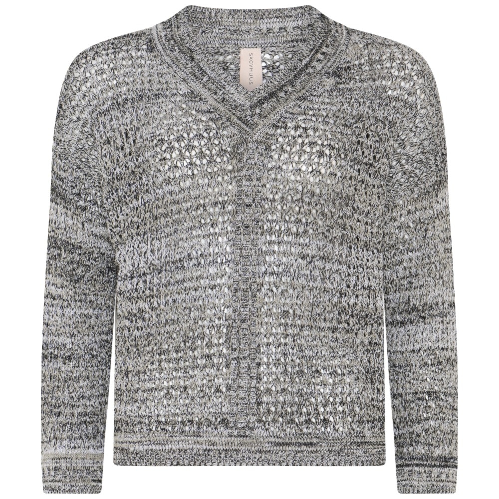 Skovhuus Kvinde Pia V-hals Striktrøje Rain Grey S